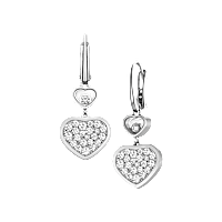 Chopard - 钻石 耳环 Happy Hearts 837482-1009 正面及3/4视图
