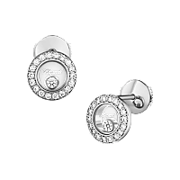 Chopard - 钻石 耳环 Happy Diamonds Icons 83A017-1201 正面及3/4视图