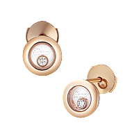 Chopard - Diamond Earrings Happy Diamonds Icons 83A017-5001 front & 3/4 view