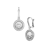 Chopard - 钻石 耳环 Happy Diamonds Icons 83A018-1401 正面及3/4视图