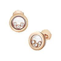 Chopard - Diamond Earrings Happy Diamonds Icons 83A018-5001 front & 3/4 view