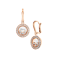 Chopard - Diamond Earrings Happy Diamonds Icons 83A018-5401 front & 3/4 view