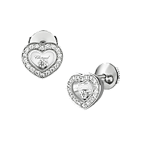 Chopard - 钻石 耳环 Happy Diamonds Icons 83A054-1201 正面及3/4视图