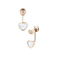 Chopard - ダイヤモンド イヤリング ハッピーハート 83A082-5301 正面＆3/4ビュー