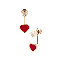 Chopard - ダイヤモンド イヤリング ハッピーハート 83A082-5801 正面＆3/4ビュー