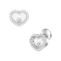Chopard - Diamond Earrings Happy Diamonds Icons 83A192-1201 front & 3/4 view