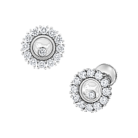 Chopard - 钻石 耳环 Happy Diamonds Icons Joaillerie 83A609-1001 正面及3/4视图