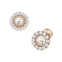 Chopard - Diamond Earrings Happy Diamonds Icons Joaillerie 83A609-5001 front & 3/4 view