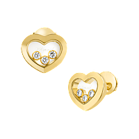 Chopard - Diamond Earrings Happy Diamonds Icons 83A611-0001 front & 3/4 view