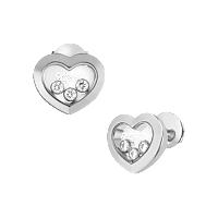 Chopard - 钻石 耳环 Happy Diamonds Icons 83A611-1001 正面及3/4视图