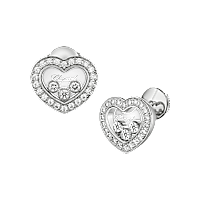 Chopard - 钻石 耳环 Happy Diamonds Icons 83A611-1201 正面及3/4视图
