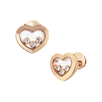 Chopard - Diamond Earrings Happy Diamonds Icons 83A611-5001 front & 3/4 view