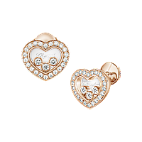 Chopard - Diamond Earrings Happy Diamonds Icons 83A611-5201 front & 3/4 view