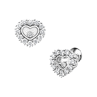 Chopard - 钻石 耳环 Happy Diamonds Icons Joaillerie 83A616-1001 正面及3/4视图