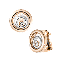 Chopard - Diamond Clip earrings Happy Spirit 848230-9001 front & 3/4 view