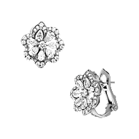 Chopard - pendientes de clip Diamantes Precious Lace Mini-Frou-Frou 848347-1001 Vista frontal y 3/4