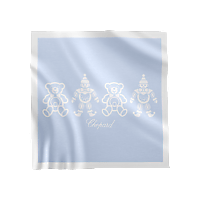 Chopard Blue - 90 x 90 cm HAPPY BEAR AND CLOWN BLANKET front view
