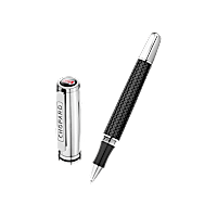 Chopard Black rubber - silver-toned metal Brescia ballpoint pen open pen front view