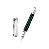 Chopard グリーンのカーボンファイバー - パラジウムメッキ ブレシア ローラーペン open pen front view