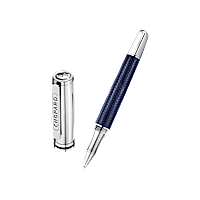 Chopard Blue carbon fiber - palladium plated Brescia rollerball pen open pen front view
