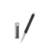 Chopard Black resin - stainless steel Alpine Eagle rollerball open pen front view
