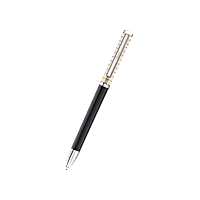 Chopard black resin - silver-toned & yellow gold-toned metal ICE CUBE BALLPOINT PEN front view