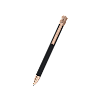 Chopard black lacquer & brushed rose gold-toned cubes Ice Cube Pure ballpoint front view