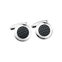 Chopard Stainless steel - black rubber Classic Racing cufflinks front view