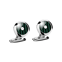 Chopard  stainless steel - green carbon fiber Classic Racing cufflinks front view