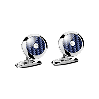 Chopard  stainless steel - blue carbon fiber Classic Racing cufflinks front view