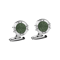 Chopard萧邦 绿色嵌饰 - 银色金属 Alpine Eagle袖扣 正面图