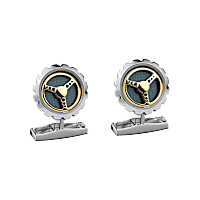 Chopard Insert vert - m&eacute;tal argent&eacute; et dor&eacute; Boutons de manchette Classic Racing vue avant