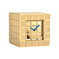Chopard brushed yellow gold-toned metal Ice Cube Table Clock front view