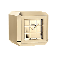 Chopard polished & brushed rose gold-toned metal Ice Cube table clock front view