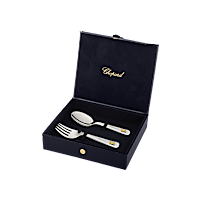 Chopard sterling silver 925 HAPPY BEAR FORK AND SPOON BABY SET front view