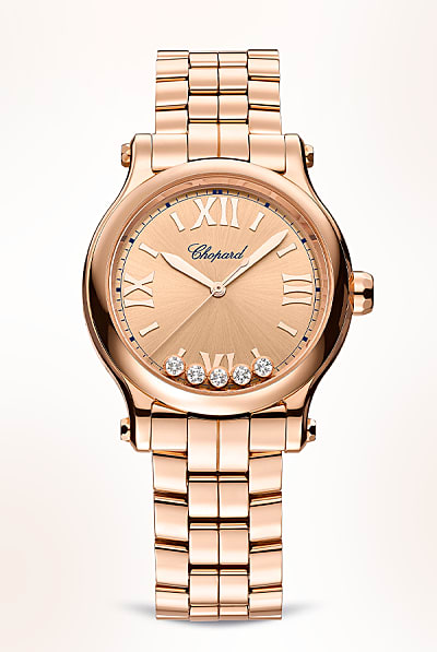 Женские часы Happy Sports из розового золота с бриллиантами