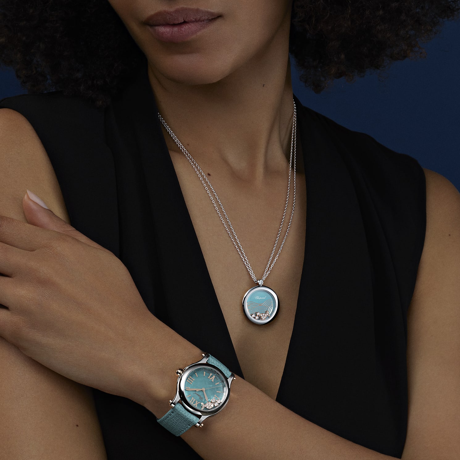Chopard Happy Sport Damen - diamant Uhr Vorderansicht