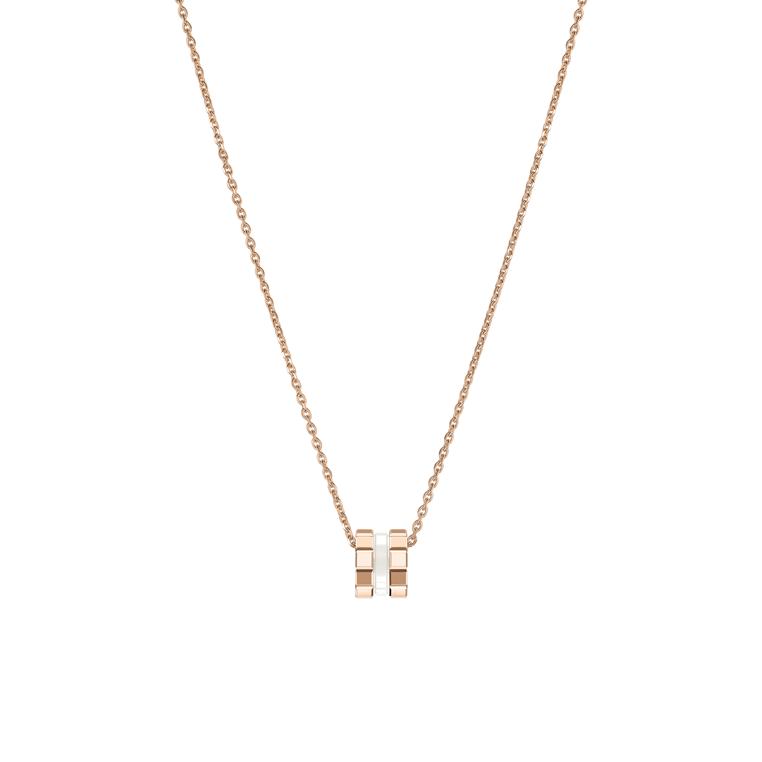 Chopard - Pendentif Ice Cube White HyCeram&reg; Pendant 797005-9004    Vue arri&egrave;re &agrave; plat ferm&eacute;e et courb&eacute;e