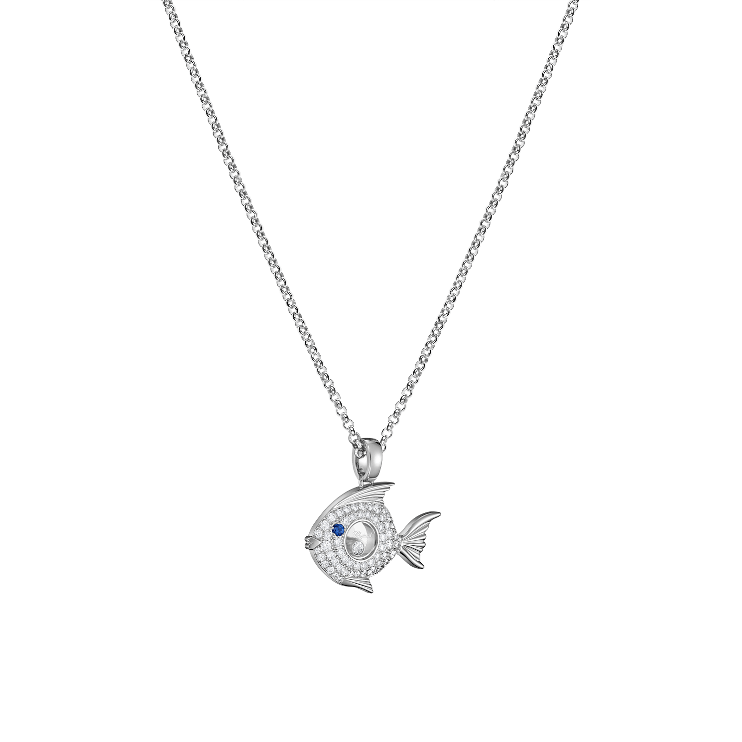 Enlarge Chopard - Diamond Pendant Happy Diamonds Fish 79A205-1201  3/4 view
