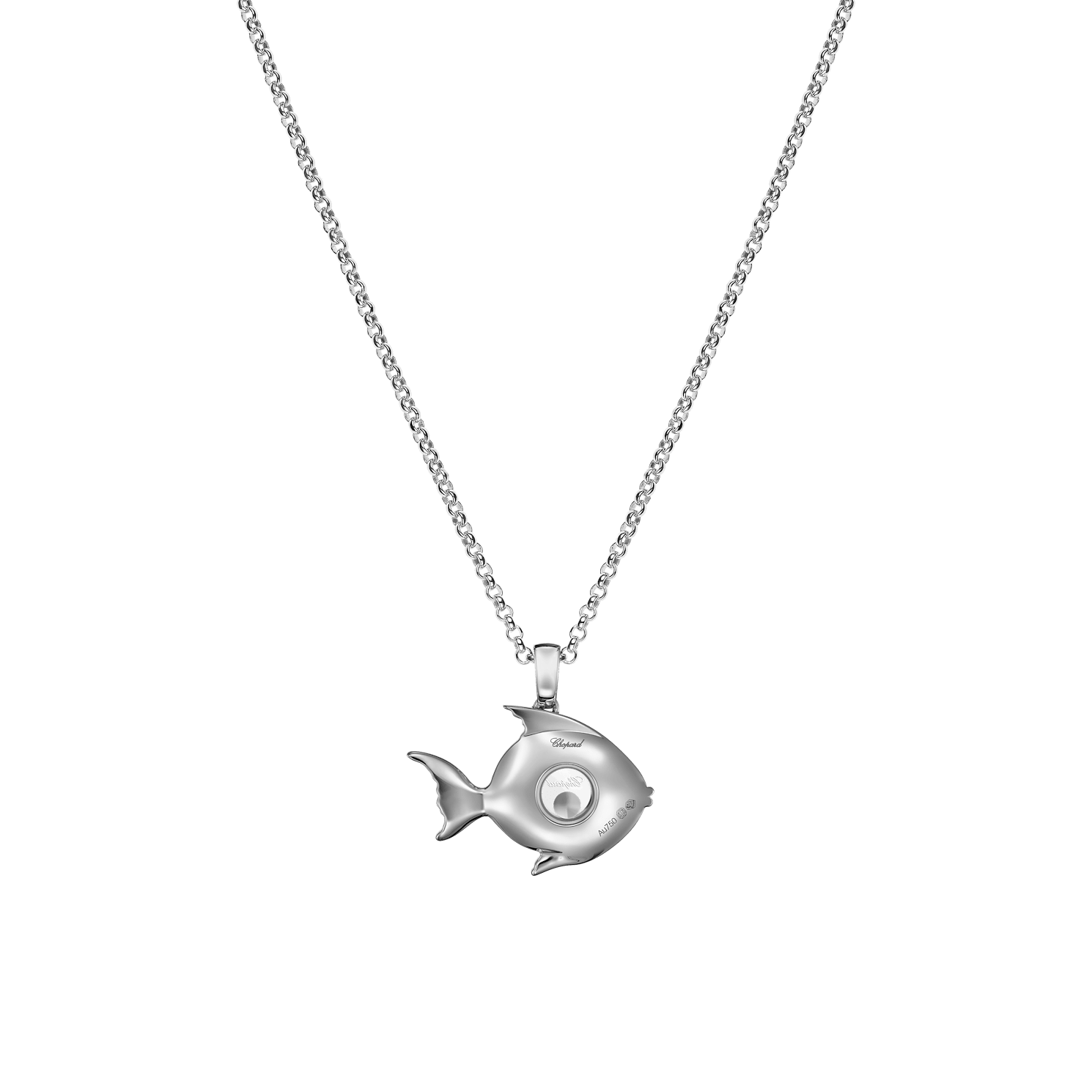 Enlarge Chopard - Diamond Pendant Happy Diamonds Fish 79A205-1201    laid flat closed and curved back view