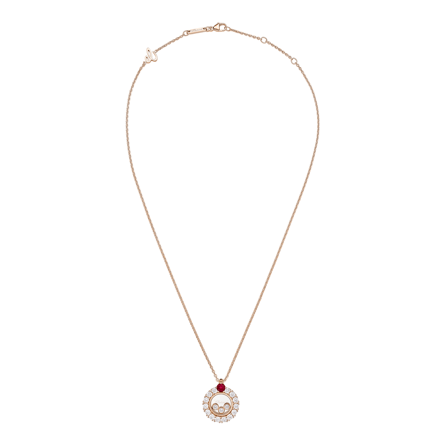 Chopard - 钻石 吊坠 Happy Diamonds Icons 79A608-5310   平放闭合弯曲视图