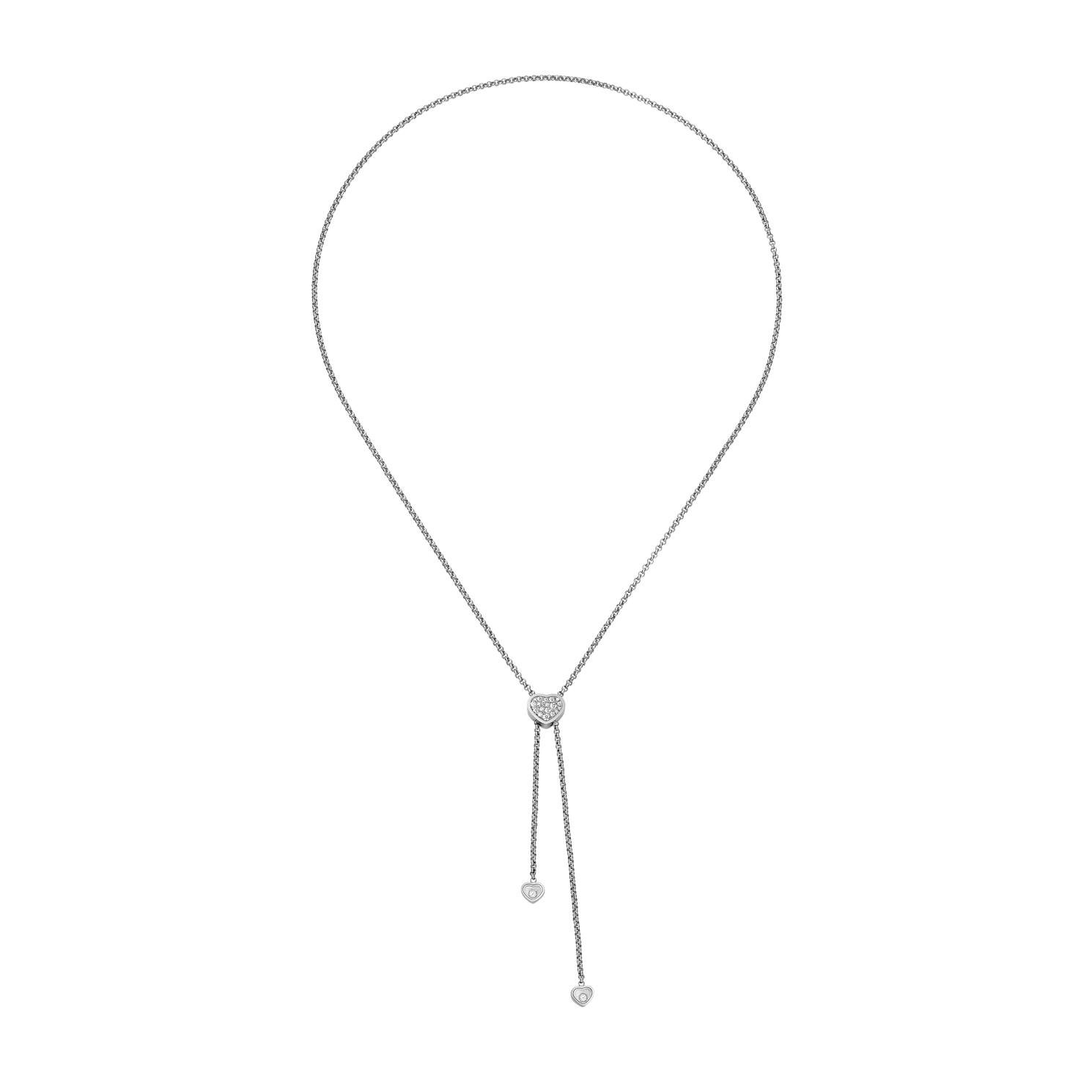 Chopard - Necklace HAPPY HEARTS 81A148-1901   laid flat closed and curved view