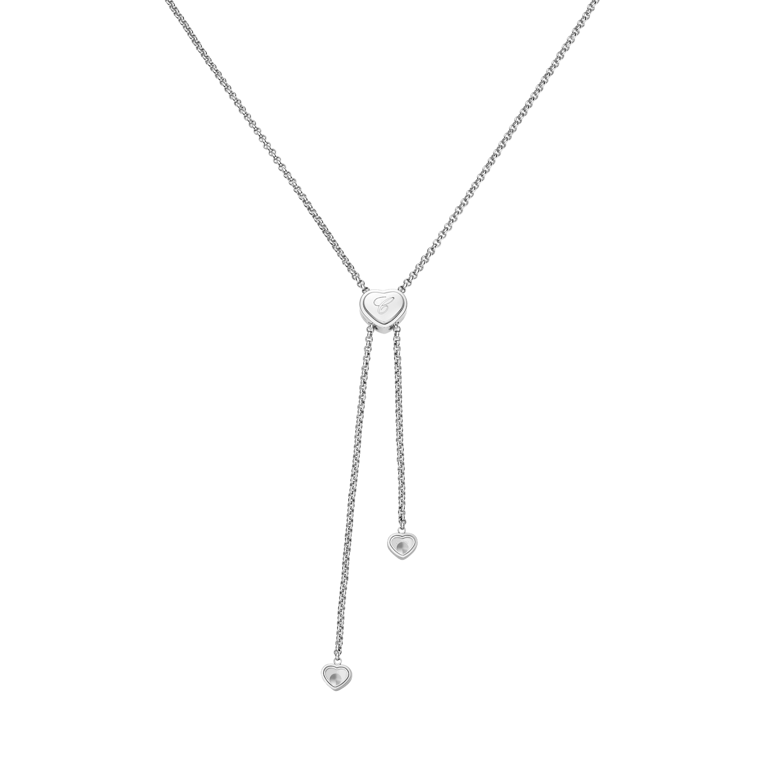 Chopard - Necklace HAPPY HEARTS 81A148-1901    laid flat closed and curved back view