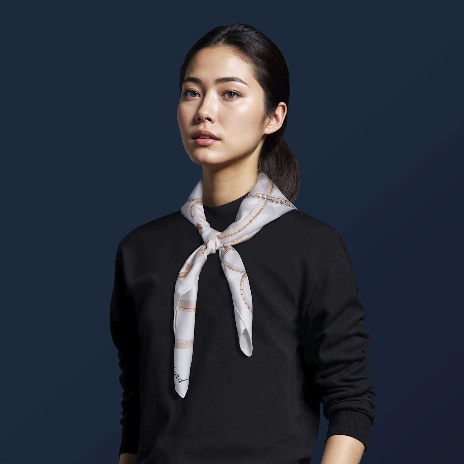 white - 90 x 90 cm Scarve   worn view