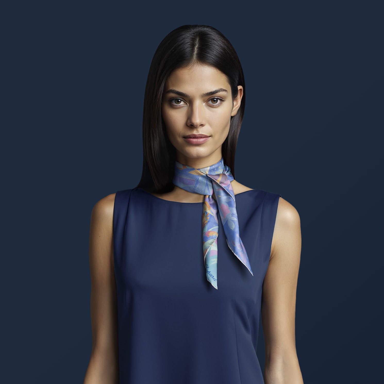 light blue - 90 x 90 cm Scarve   worn view