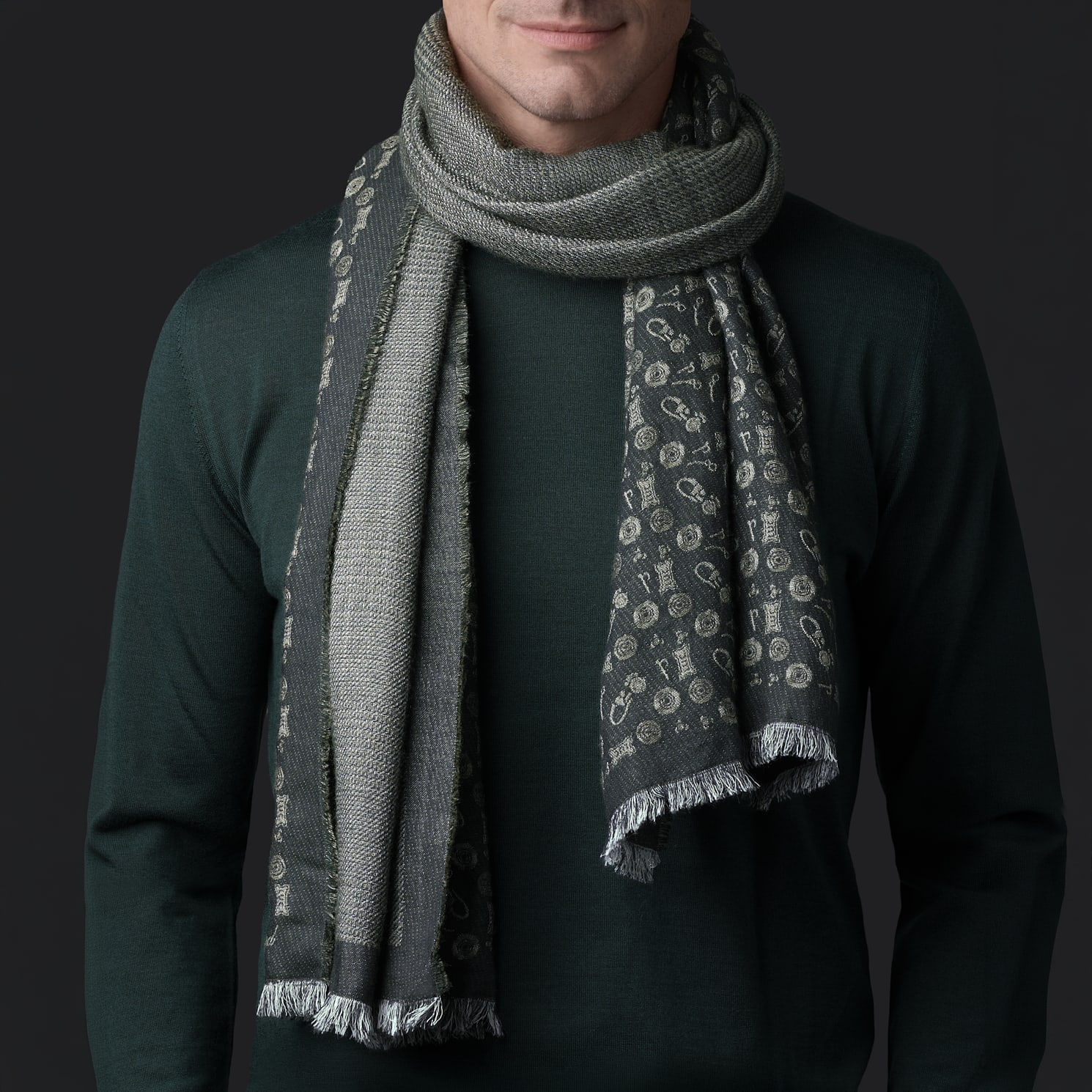 green - 45 x 180 cm Stole   worn view