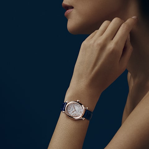 Ingrandisci {0}Chopard Happy Sport Donna - Orologio con diamanti      vista indossata