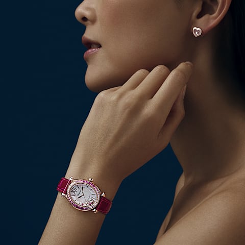 Enlarge {0}Chopard Happy Sport Women Diamond Watch      worn view