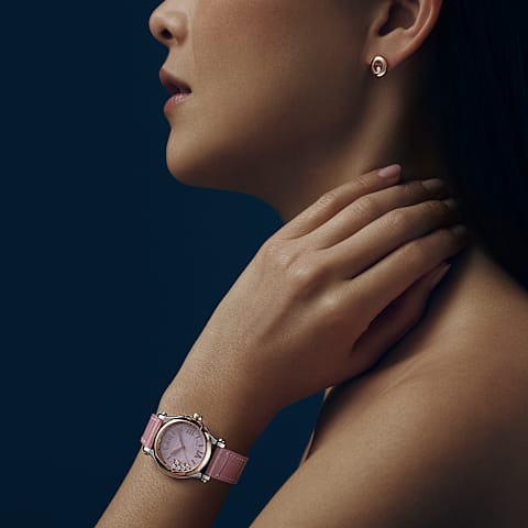 Agrandir {0}Chopard Happy Sport Femme - Montre Diamant      vue port&eacute;e