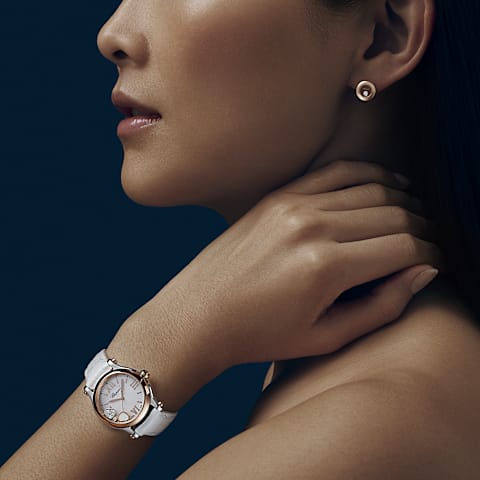 Enlarge {0}Chopard Happy Sport Women Diamond Watch      worn view